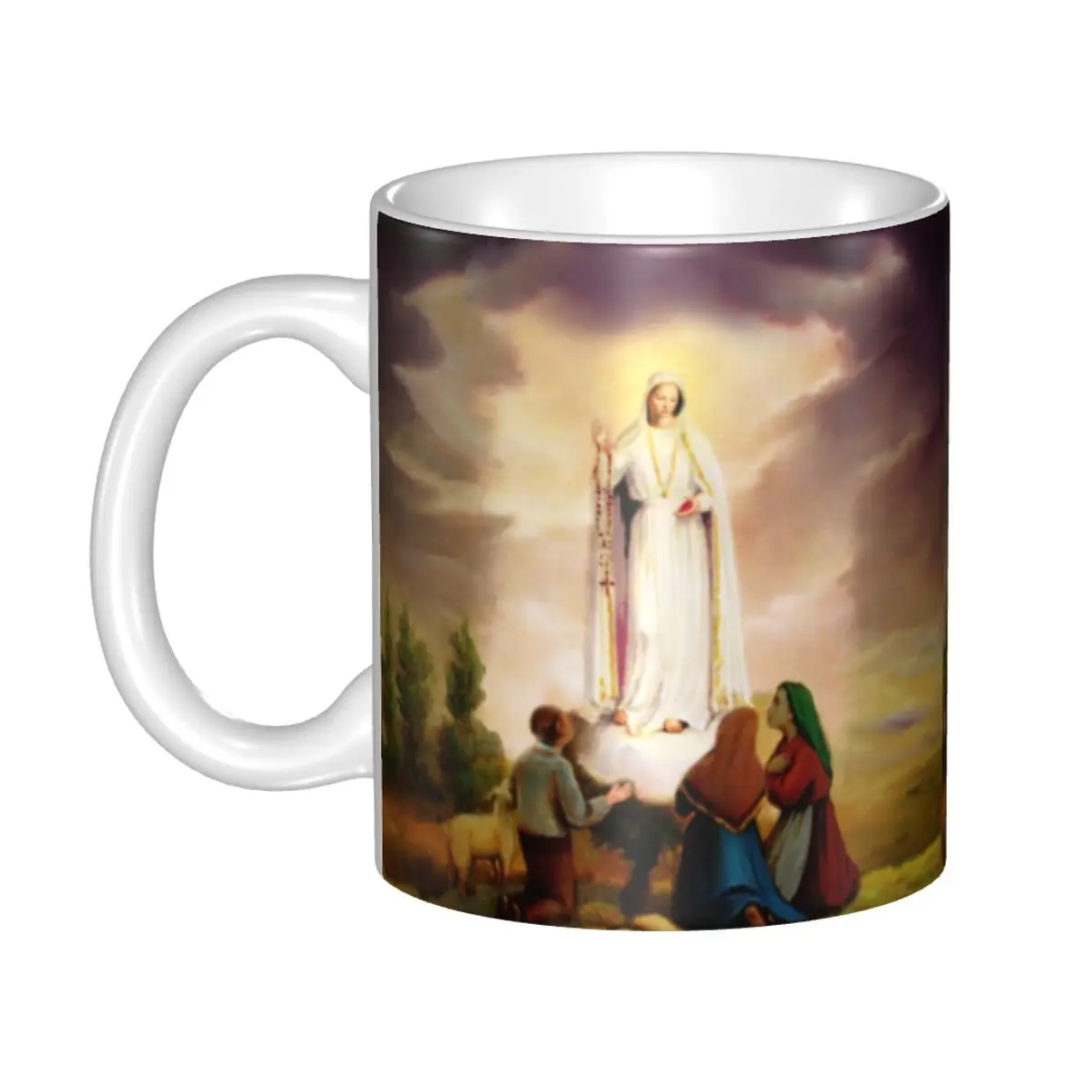 Our Lady Of Fatima Virgin Mary Mug Custom Portugal Rosary Catholic Coffee Ceramic Mug Cup Creative Present