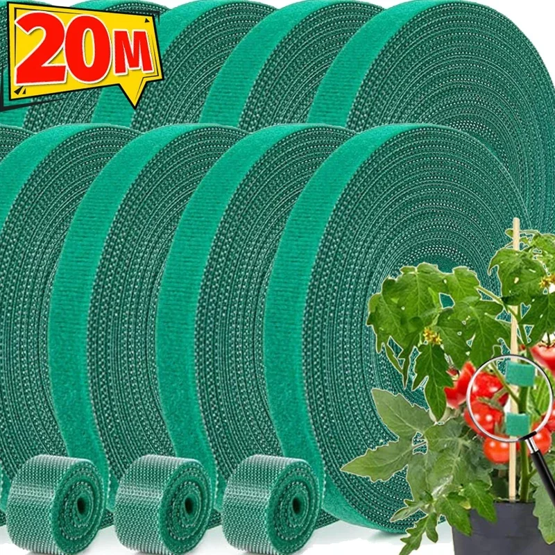 Nylon Plant Ties Garden Twine Green Self Adhesive Plant Bandage Hook Loop Vine Wraps Support Tape Garden Fastening Tape Strips