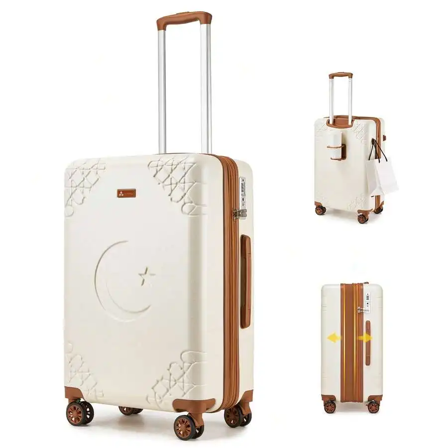 Expandable Luggage Suitcase With Cup Holder Hardside Suitcase With Shock-Absorbing Brake Spinner Wheels Built-In TSA Lock Ykk Zi