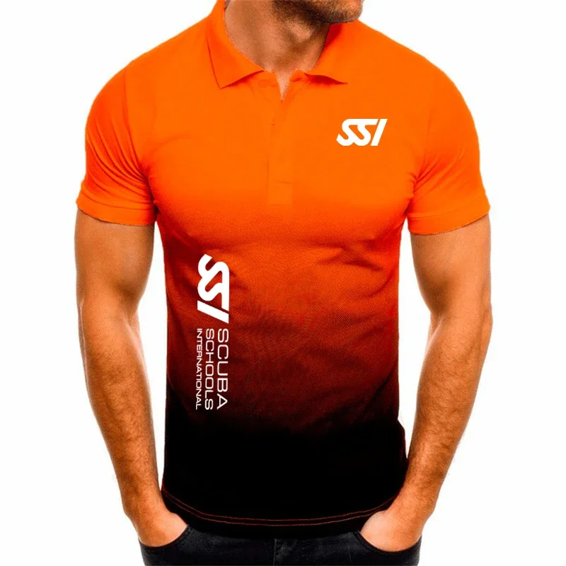 Classic lapel men's T-shirt high quality cotton Polo shirt Scuba Diving Dive SSI summer gradient custom men's POLO shirt