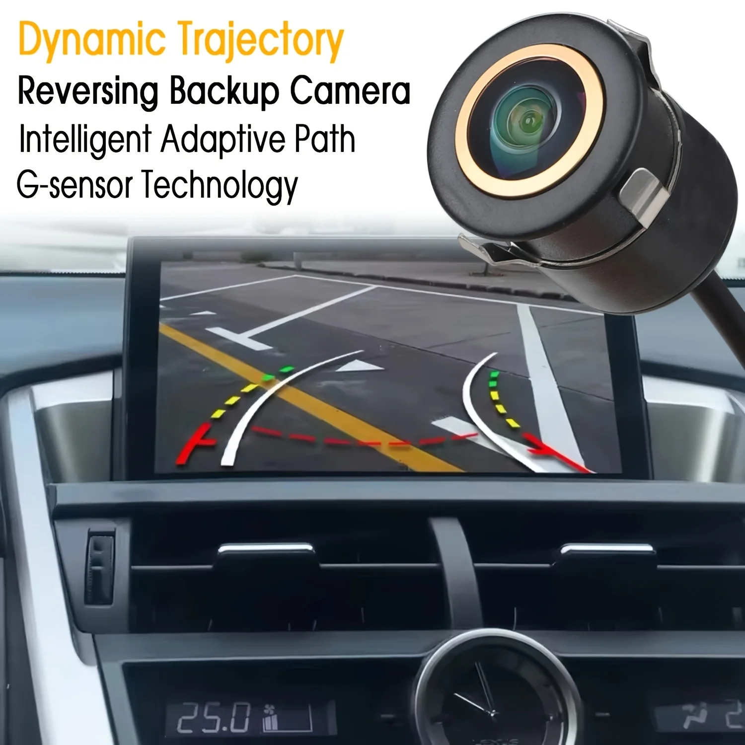 Rear View Camera for Cars Featuring Dynamic Trajectory, Moving Guide Lines , And a 170° Fisheye Lens, Suitable for Car