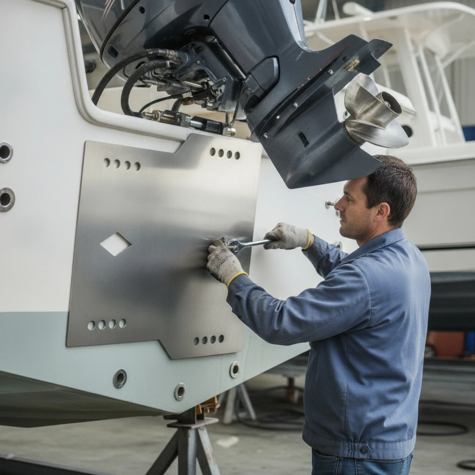 Outboard Motor Mounting Plate Long-Lasting Motor Bracket Support Plate with Pre-Drilled Holes Stable Marine Hardware Easy To
