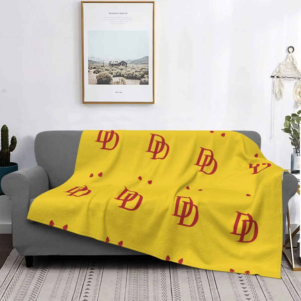 Marvel Daredevil Blanket Fleece Flannel Spring Autumn Cute Lightweight Plaid Yellow Throw Blankets For bed Rug Piece