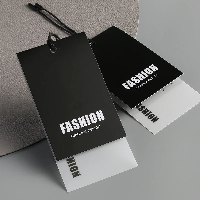 100pcs High Level Clothing Hangtags Folding Price Size Labels Hanging Tag Custom Clothes Certificate of Conformity Hanging Cards