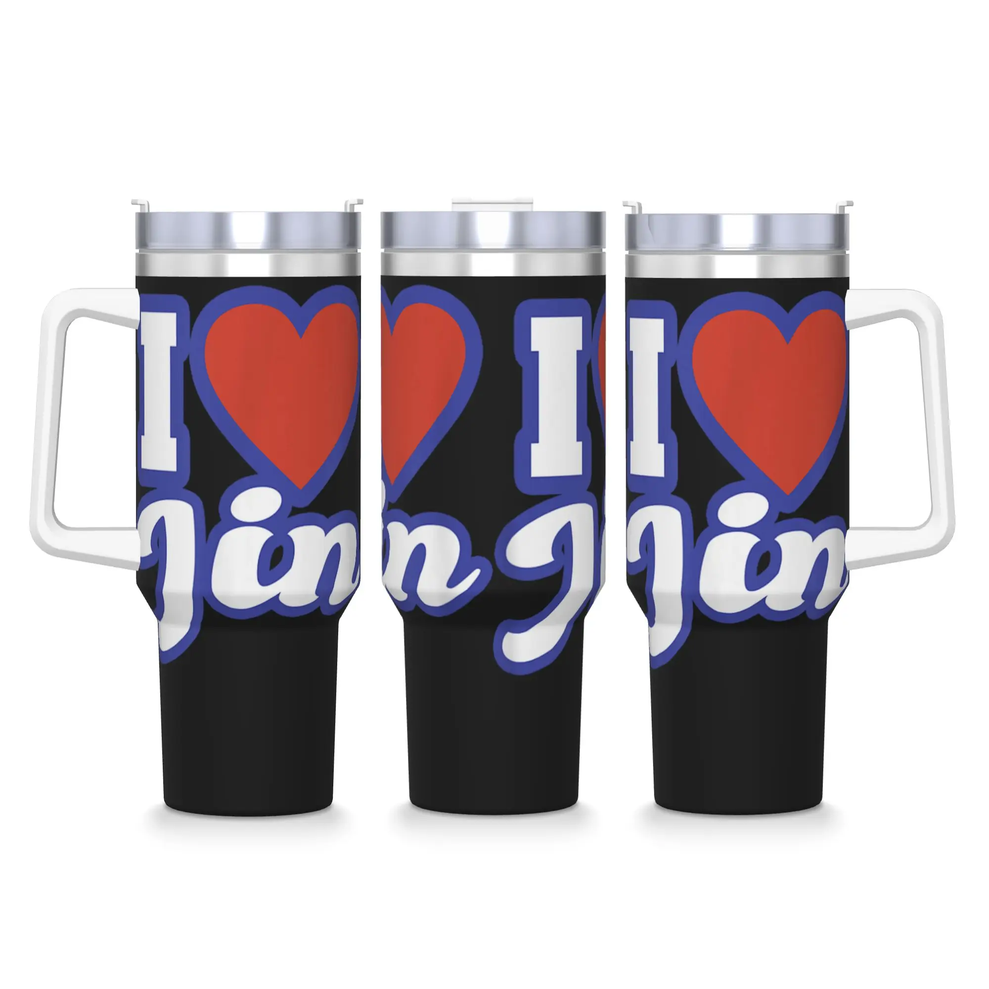 

Стакан из нержавеющей стали Kpop Demon Hunters I Love Jin Автомобильные кружки с соломинкой для вождения горячих напитков Бутылка для воды Тепловые термочашки