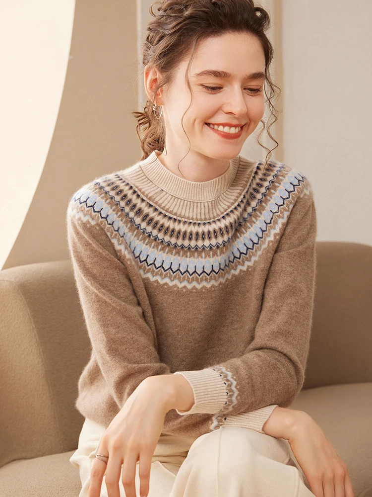 

MEETCC Women's Cashmere Sweater Vintage Thick Warm Pullover Autumn Winter O Neck Cashmere Knitwear Luxury Tops Clothing