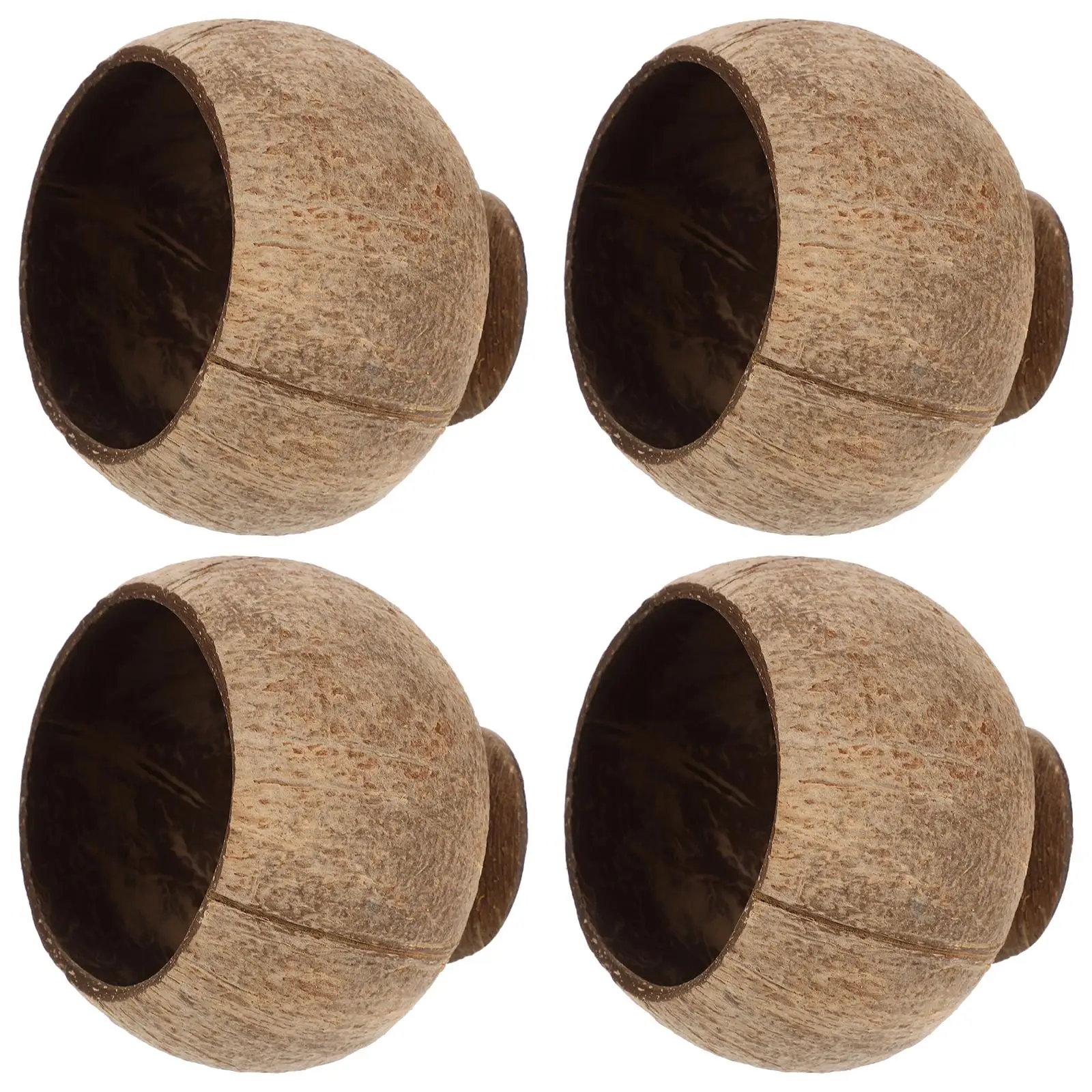 

4 Pcs Coconut Shell Bowls Cups Random Size Decorative Dessert Luau Party Supplies Beverage Water Coffee Beach Theme