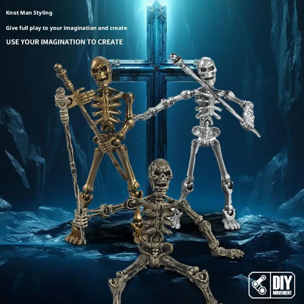 Mini Medieval Skeleton Figurines Small Halloween Skeleton for Home Table Decor Party Outdoor Graveyard Haunted House Accessories
