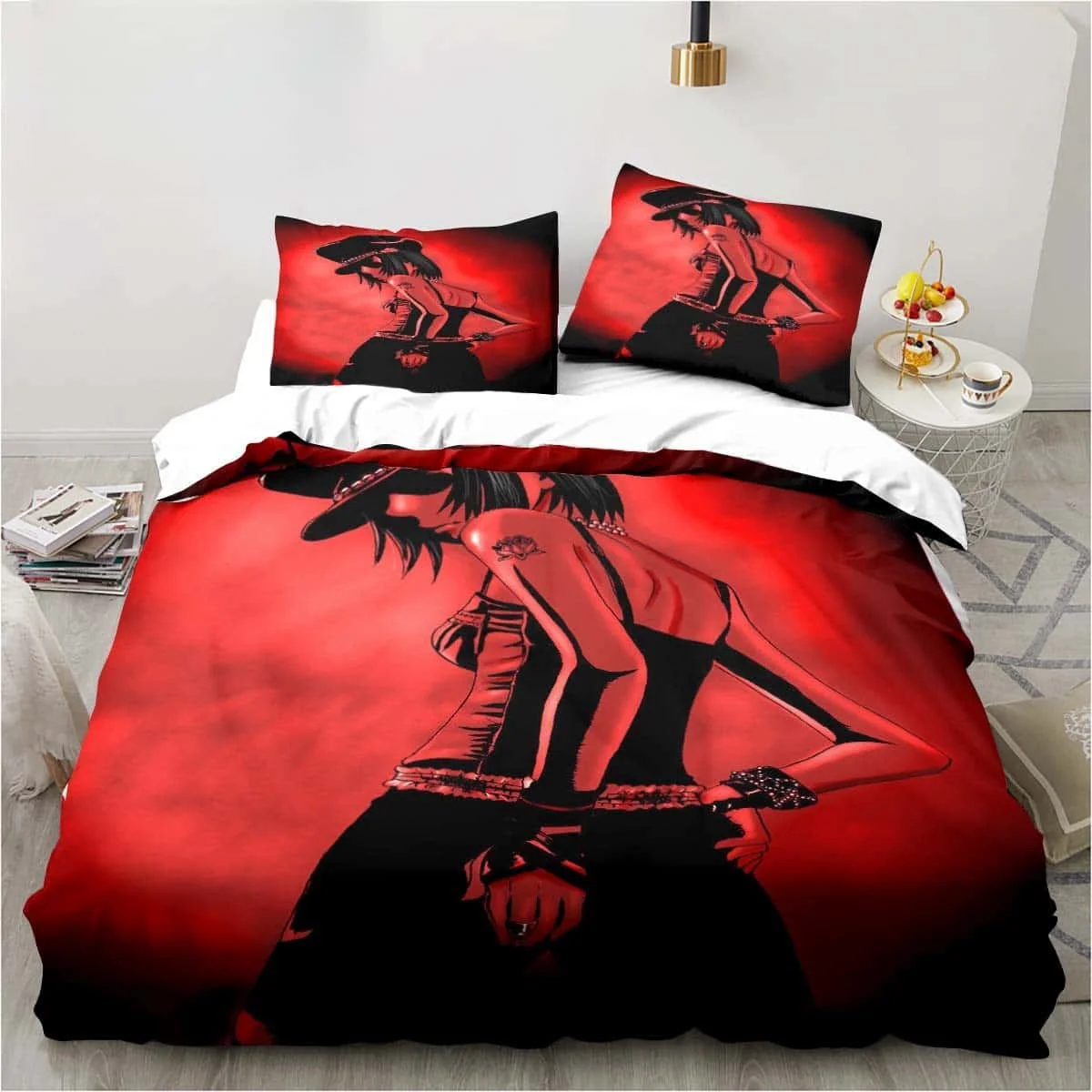 3d impressão desenhos animados pedra preta nana mangá conjunto de cama único gêmeo completo rainha king size conjunto adulto criança quarto conjuntos capa edredão