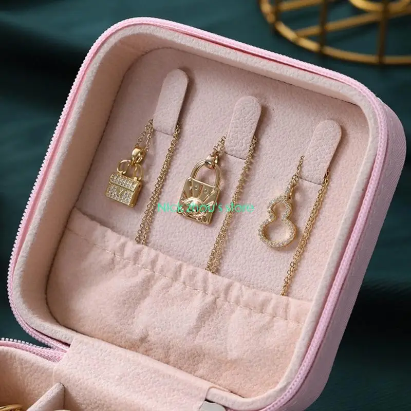 E15E Маленькая шкатулка для драгоценностей, дорожный органайзер для ожерелий, серег, браслетов, колец, подарка