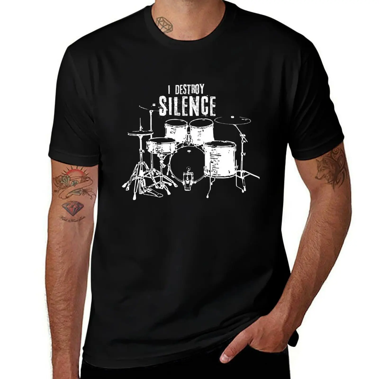 

I Destroy Silence Drummer T-Shirt graphic t shirts for man man t shirt designer man t shirt cotton T-Shirt