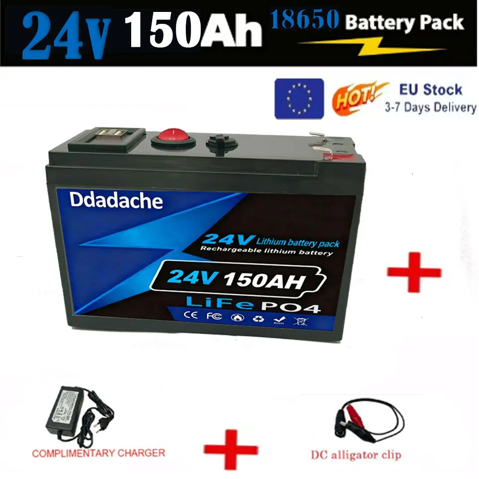 24V 150AH zonnebatterij ⌚️ Lithium Deep Cycle-batterij, geïntegreerd ⌛️ BMS-Perfect voor zonne-energiesystemen, campers, boten & stacaravans