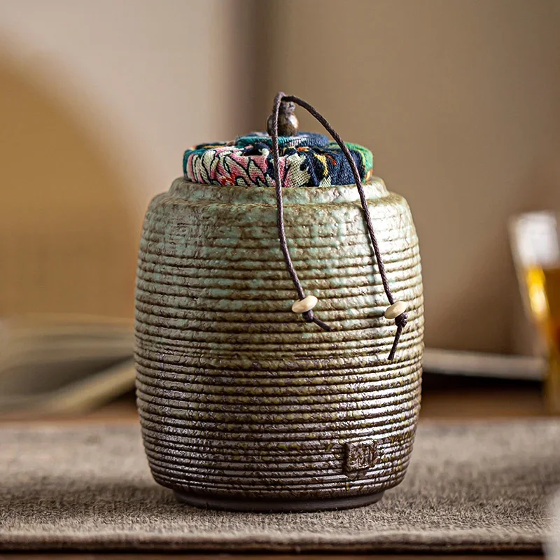 Tea jar rustic vintage clay small airtight чайница for loose-leaf tea storage chinese ceramic canister tabletop present decor