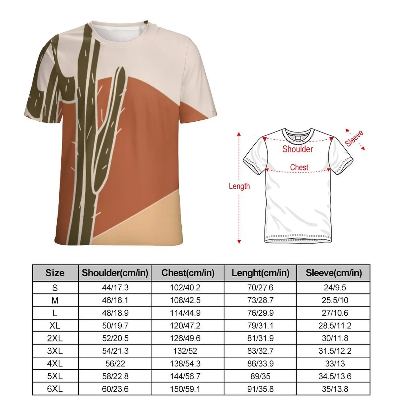 Summer T Shirt Cartoon Desert T-Shirts Sun Corner Cactus Casual Cool Tee Shirt For Male Short-Sleeved Design Plus Size Clothes