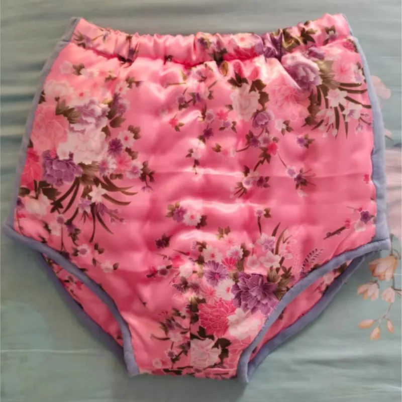 

Men Imitation Silk Cotton Shorts High Waist Comfortable Filled Cotton Fluffy Underwear Handmade Silky Touch Warm Briefs BF Gift