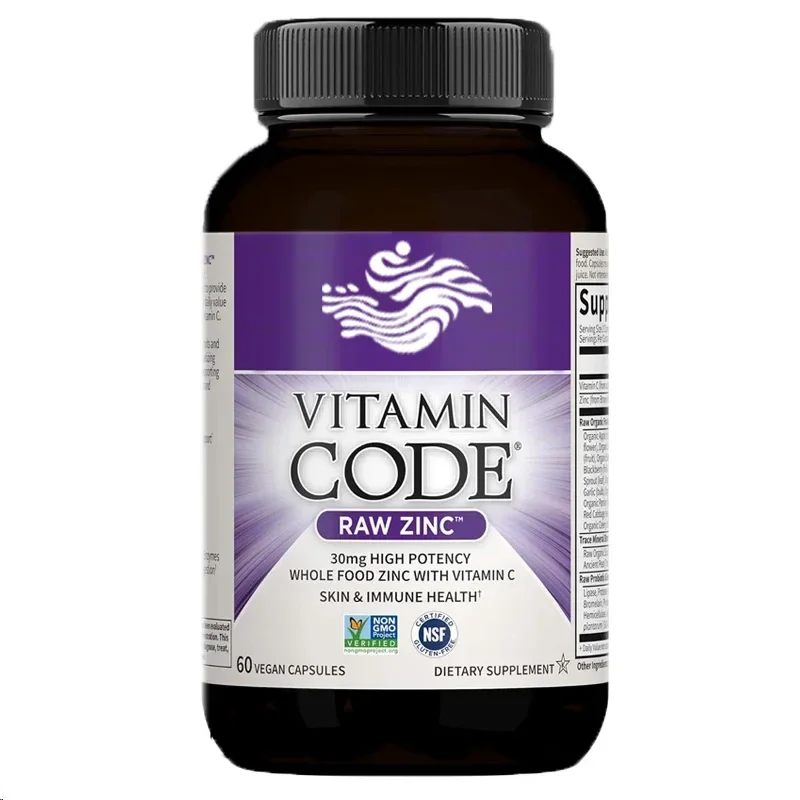 

Zinc Supplements: Zinc and Vitamin C, Various Minerals, Probiotics, Promote Skin and Immune Support. 60 Capsules