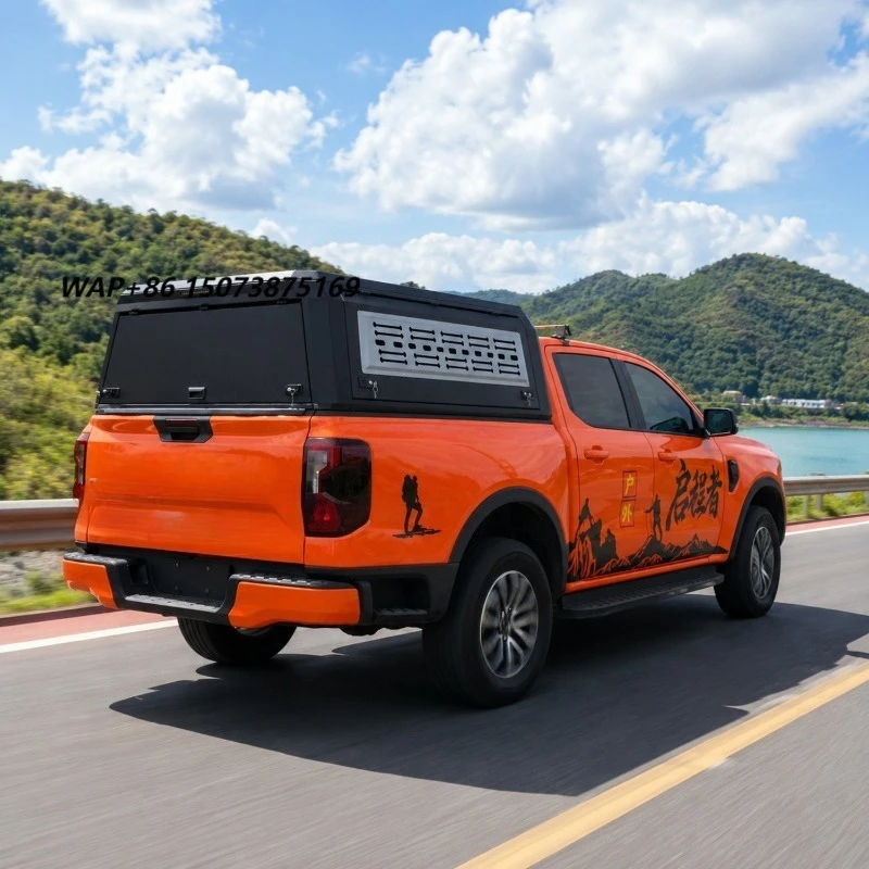 Aluminum Pickup Canopy Topper with Rear Wing Spoiler Side Trim Panel Waterproof Design
