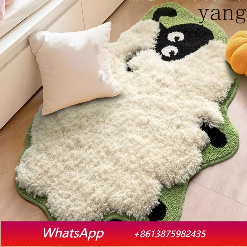 

LTT bedside rug for bedroom cute bedside blanket faux cashmere floor mat thickened and non-slip