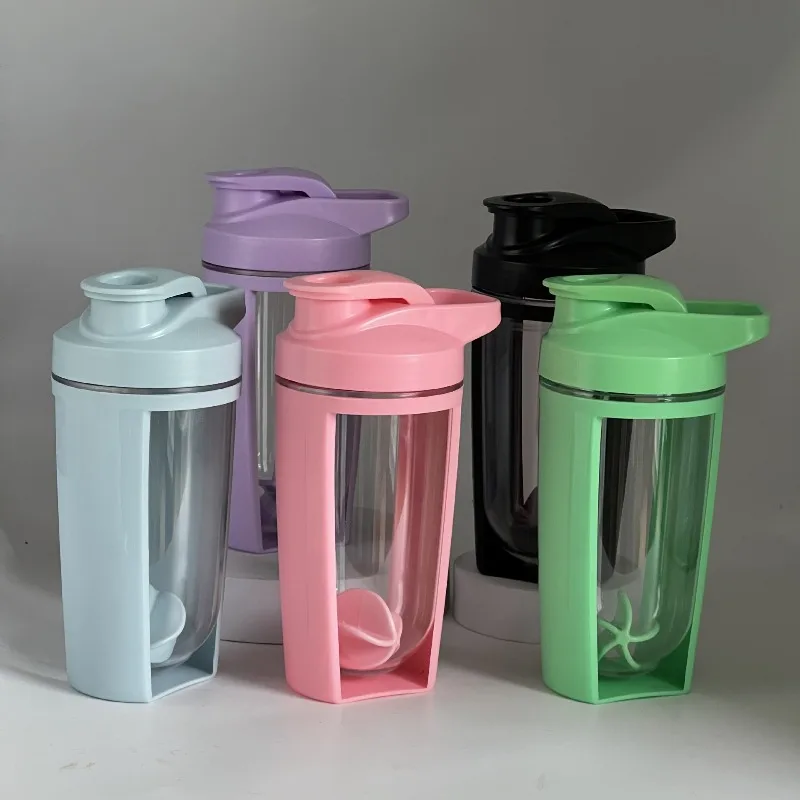 500ml Double Wall Plastic Shaker Bottle with Measurement Scale, Portable Outdoor Fitness Sports Water Bottle