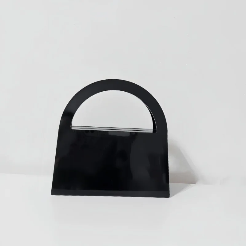 Trendy Solid Color Special-Shaped Handbag with Diamonds, Simple Style Evening Bag, Banquet Acrylic Women's Clutch Bag