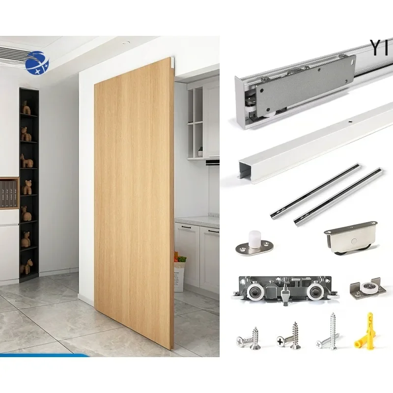 

YYHC-Ghost Gate Invisible Trackless Single leaf Sliding Door Double side Buffer Push Pull Flat Door Crane Sliding Track