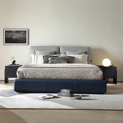 Moderne minimalist ische weiche Tasche Rückenlehne Stoff Doppelbett italienische minimalist ische Villa Hochzeits bett