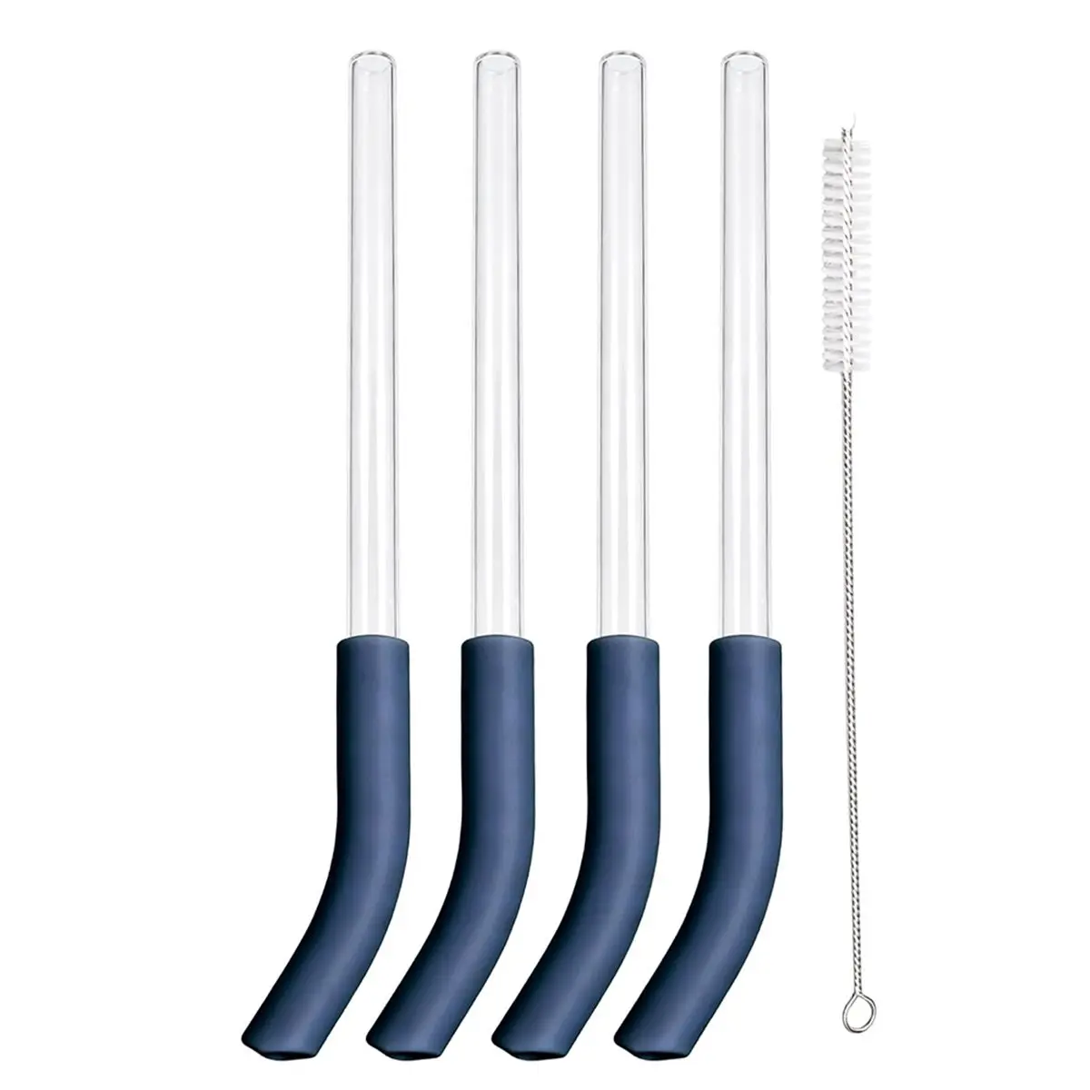 [Online Promotion]4 Pcs Replacement Glass Straw for BlendBOSS 26oz Travel Tumbler, Reusable Smoothie Straws with Cleaning Brush