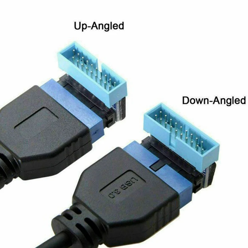2Pcs USB3.0 19/20Pin Steering Joint Socket Desktop Computer Motherboard Vertical Pin Holder 90 Degree Elbow Plug