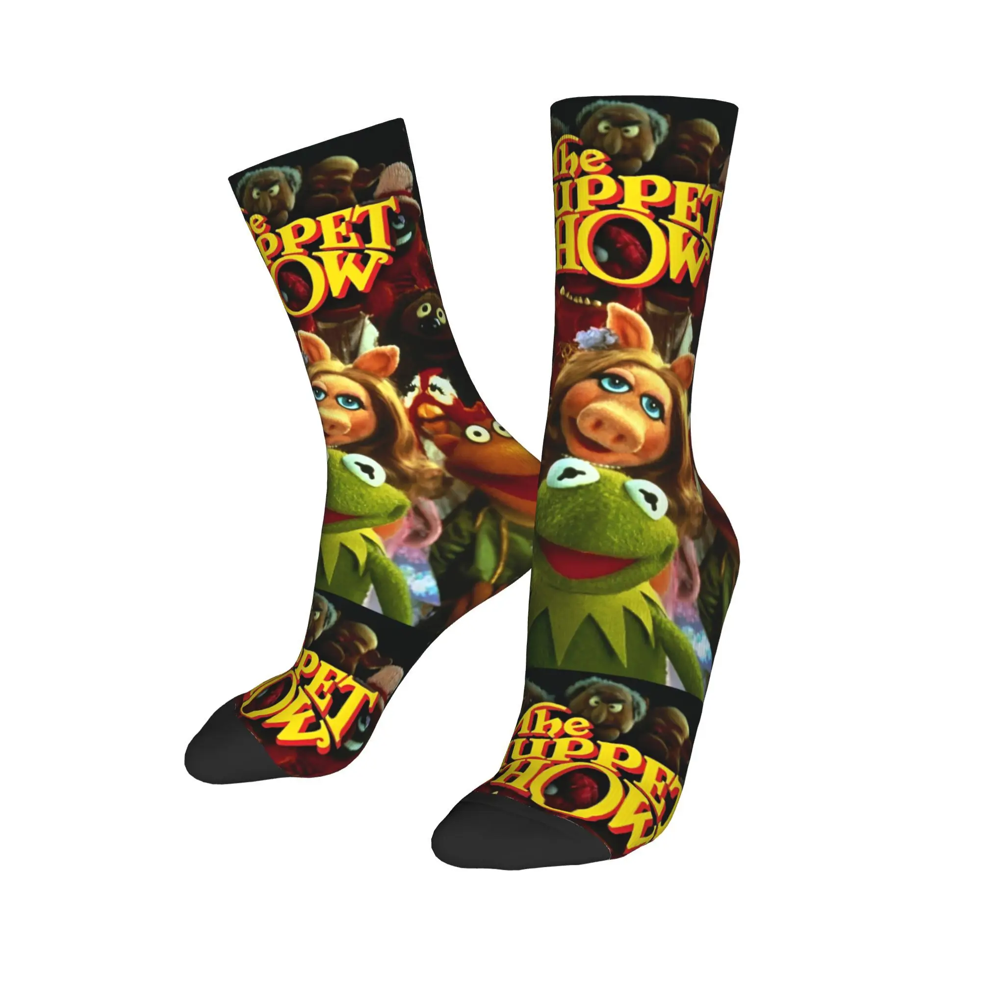 Crazy Design The Muppet Show Kermit the Frog Basketball Socks Movie TV show Polyester Middle Tube Socks for Women Men Breathable