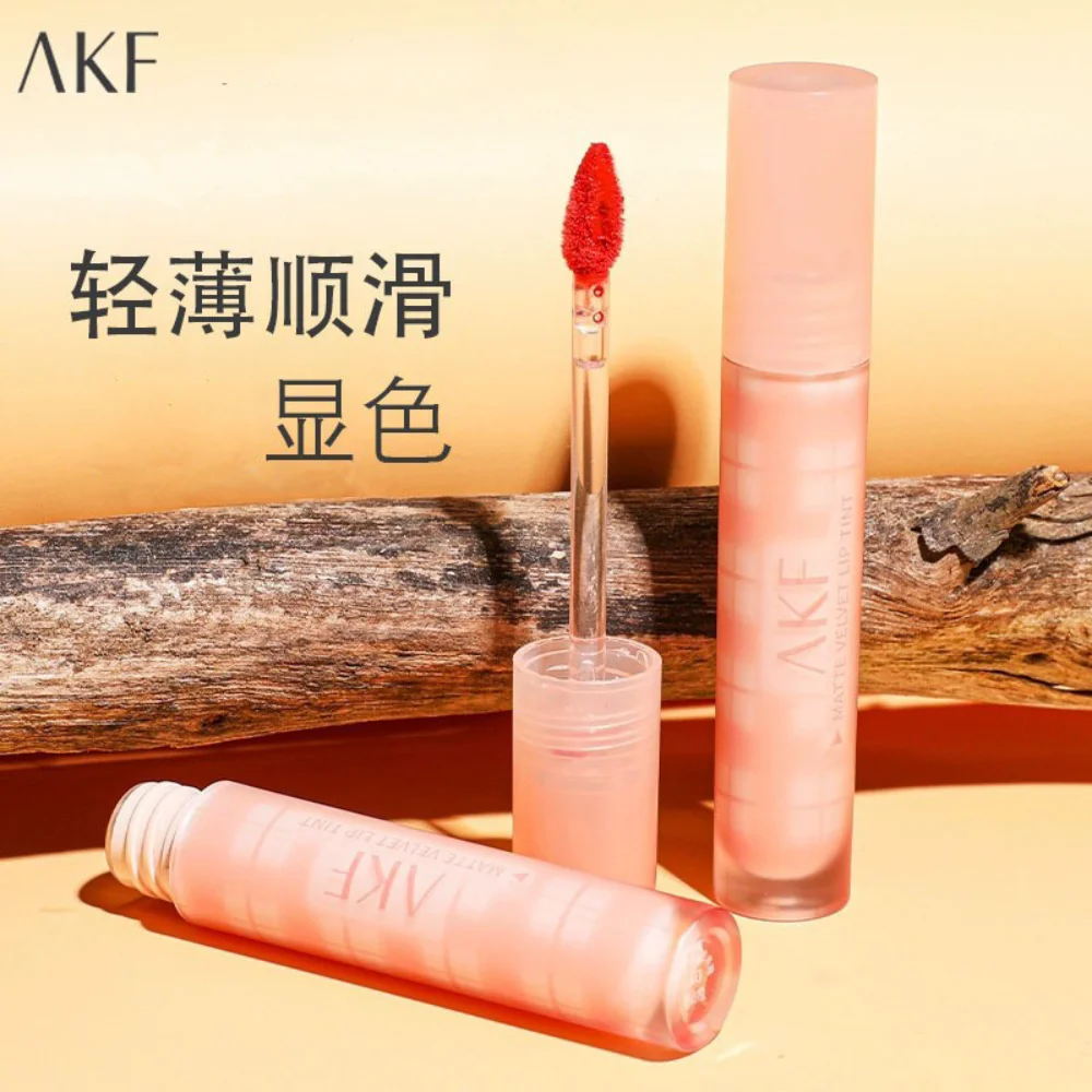 

New AKF Lip Glaze Lip Cream Lipstick Matte Lip Gloss Long-lasting Waterproof Sweatproof Red Lip Tint Velvet Lip Glaze Cosmetics