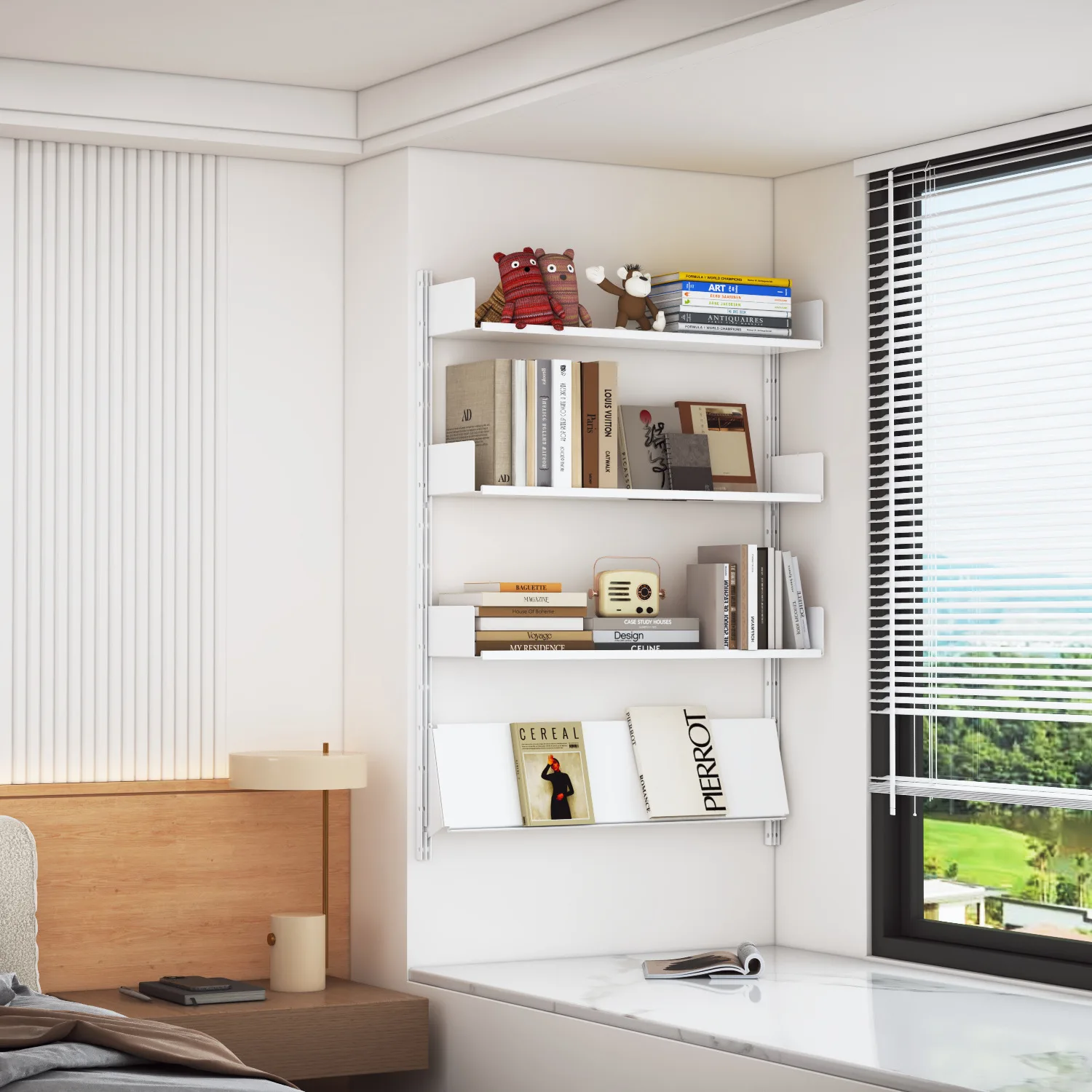 Nordic Wall Hanging Track Shelf Open System Bookshelf Suspended Hole Panel Background Wall Storage Shelf