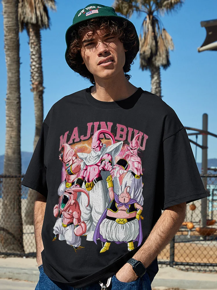 Camiseta de manga corta de Dragon Ball conjunta para hombre Demon Buo Frisa Ins Tide marca Anime media manga suelta estudiante de verano