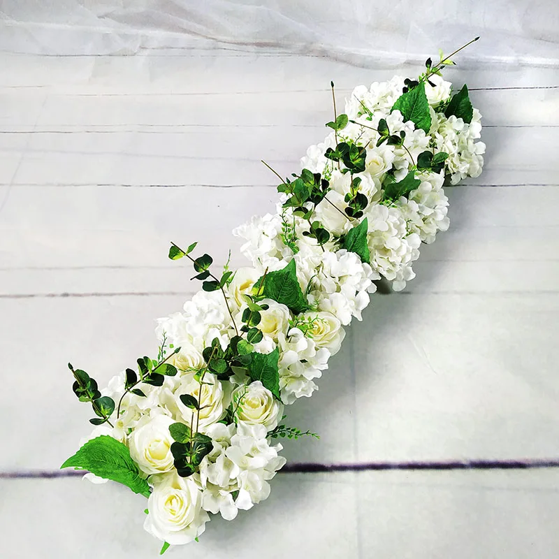 50cm DIY Wedding Flower Wall Arrangement White Artificial Flower Silk Peony Rose Hydrangea Row Decor Wedding Arch Backdrop