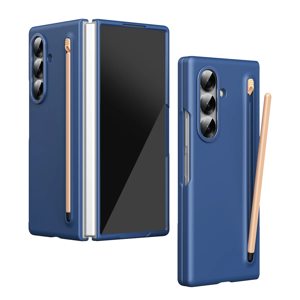 

For Samsung Galaxy Z Fold 7 6 5 4 3 Case Color Skin Friendly Matte Elastic Pen Optional with Tempered Film Shockproof Hard Cover