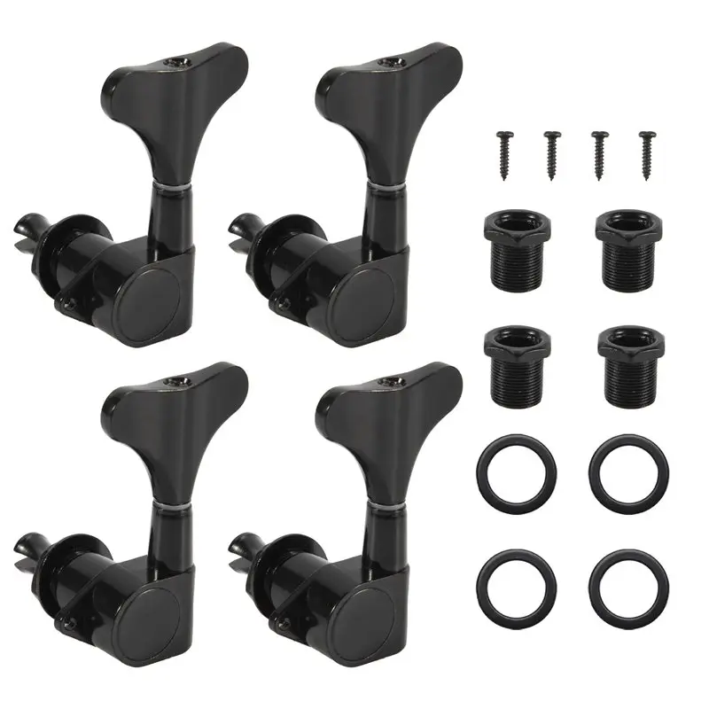Clavijas de afinación selladas para bajo SQPP-2+2, 2R2L, para Precision Bass y Jazz Bass, color negro