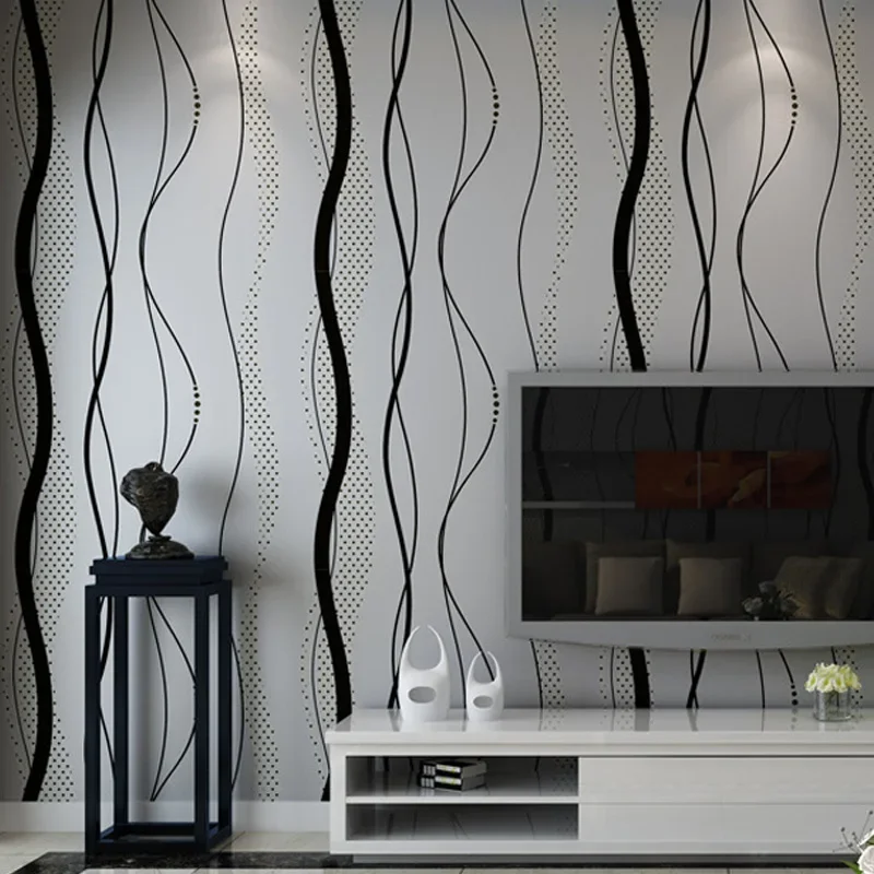 Modern simple non woven wave pattern wallpaper 3D effect waist line TV background wallpaper bedroom wallpaper U70