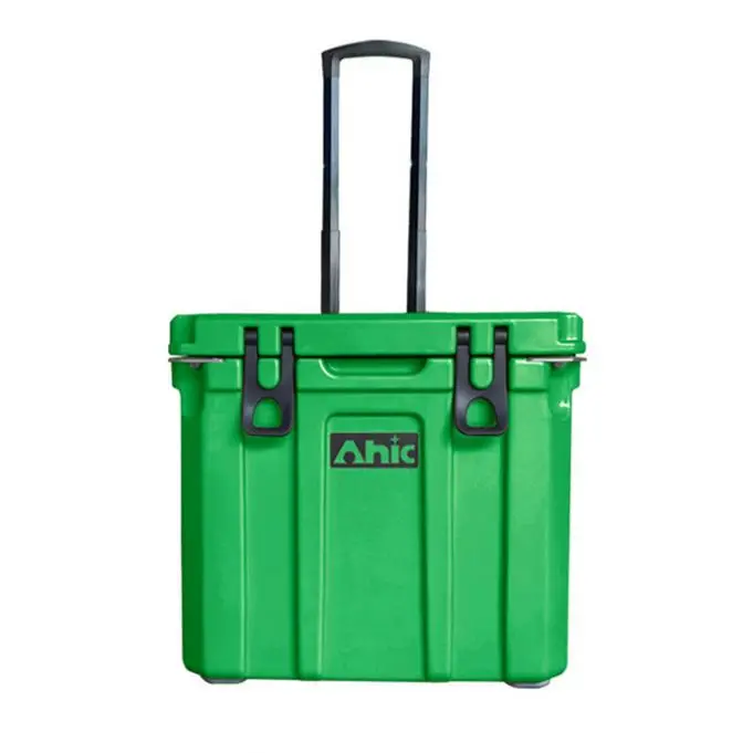 Plastic large size portable cooler with wheels outdoor camping cooler