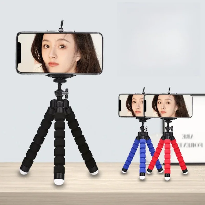 Mini Tripod Stand Sponge Grip Phone Holder, Portable Travel Camera Support for Outdoor Activities, Compatible with Smartphone