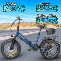 SAMEBIKE LOTDM200-II Electric Bicycle 750W 48V13AH Lithium Battery Adult City Riding Electric Bike 20-inch Tire Mountain E-bike