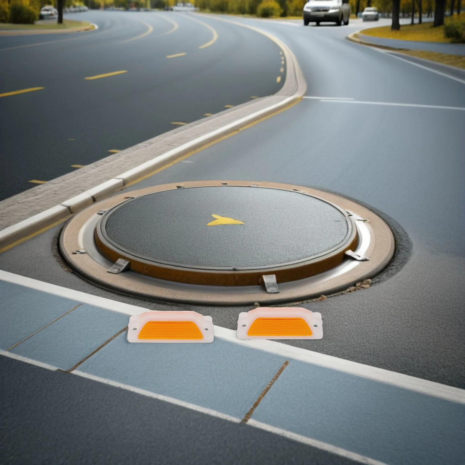 

8pcs Reflective Induction Markers High Visibility Plastic Road Reflectors For Driveways Highways Car Parks Pavement Sidewalks