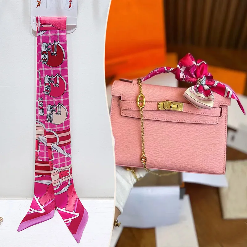 New 2025 simulated silk wrapped bag strap bag handle silk scarf tied bag ribbon decorative small streamer, image 11