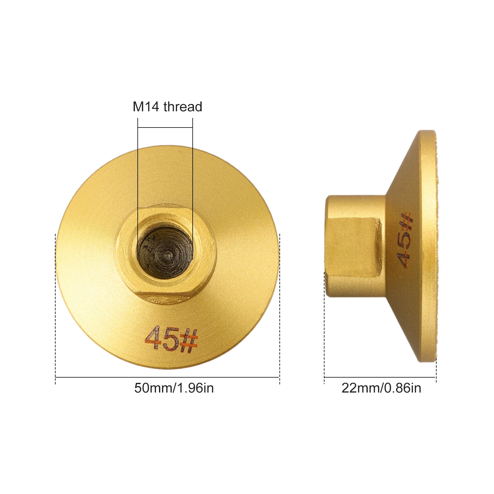 Per filettatura M14 50mm testa di molatura piatta brasata tampone per lucidatura abrasivo marmo quarzo granito ciottoli molatura utensile elettrico