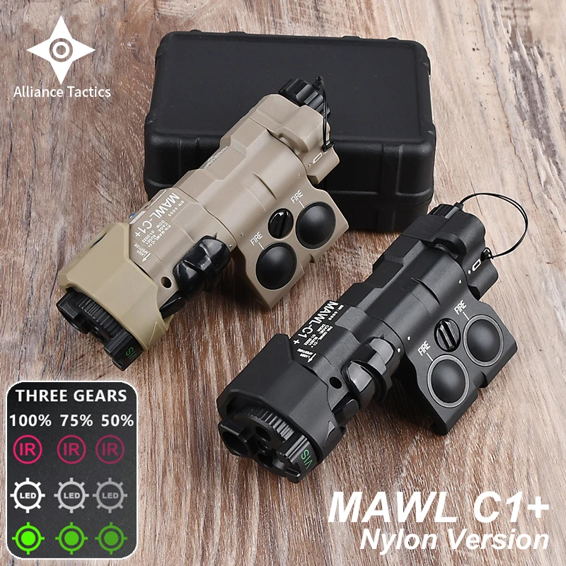 WADSN New Upgraded MAWL-C1 Tactical Airsoft Nylon plastic CNC LED Aiming MAWL Red Dot Green Blue Hunting Weapon Lights IR Laser