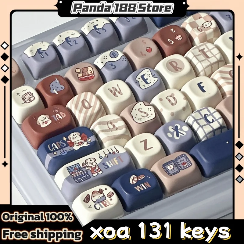 

Кофейная собака тема клавиатуры 131 клавиша Xoa Cherry Profile Pbt горячая сублимационная механическая клавиатура анимация периферийные игровые колпачки