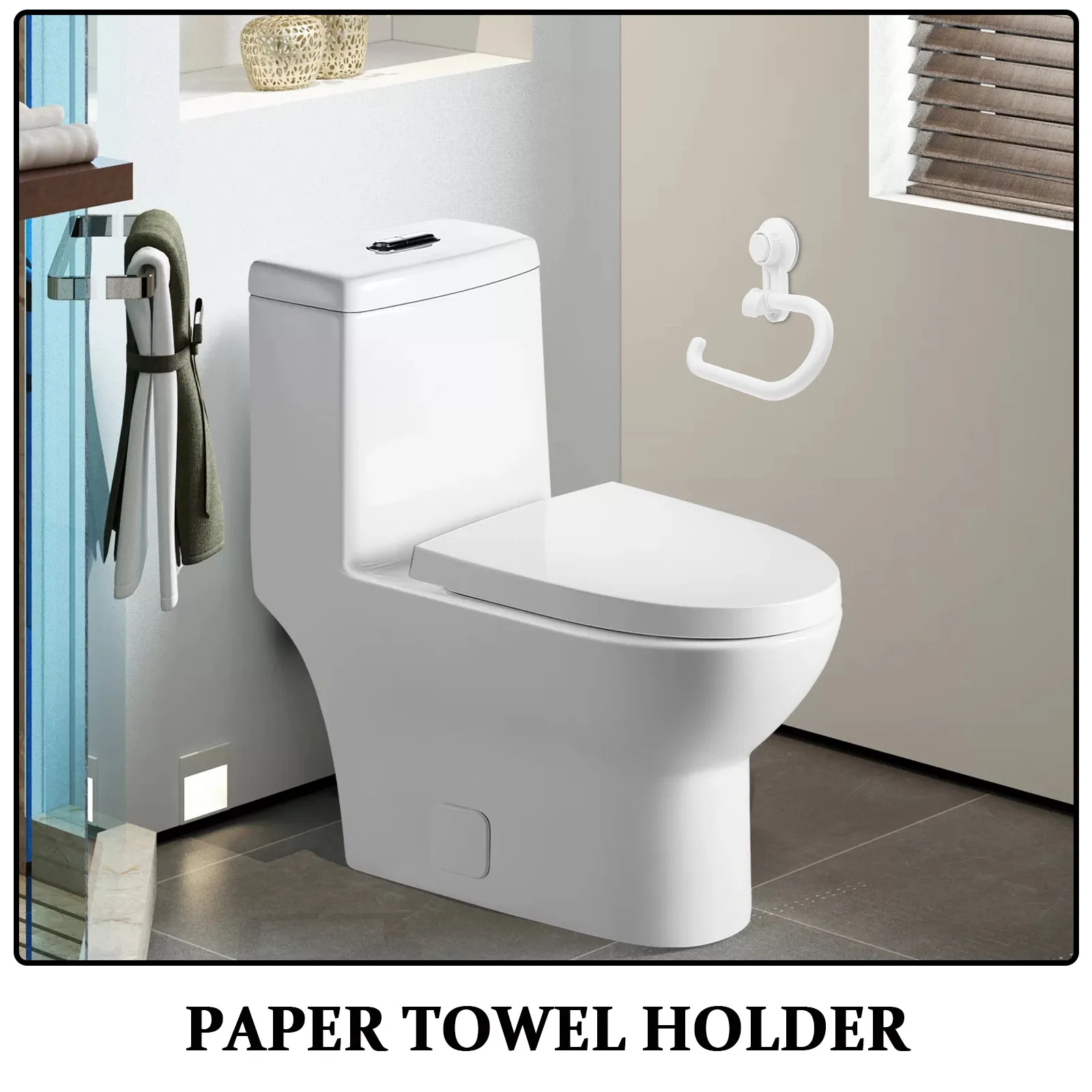 No Drill Suction Cup Toilet Paper Holder Bathroom Tissue Organizer Rotating Design Humidity Resistant Wall Mounted for Ceramic