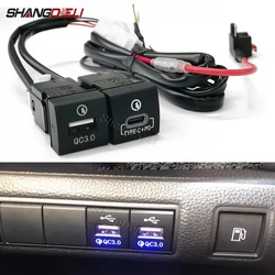 Car Phone Charger Modified Dual USB Type-c PD Fast Charging Interface Socket for Toyota PRADO 2018-2022