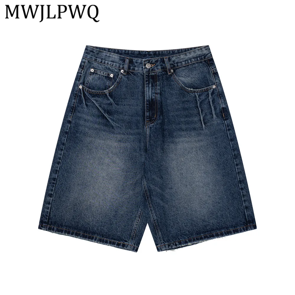 

Мужские джинсовые шорты MWJLPWQ с эффектом потертости, летние, модные, в уличном стиле, свободные, повседневные, универсальные, средней длины, 15069
