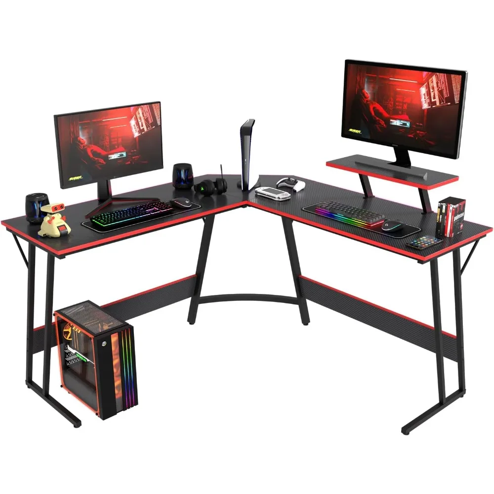 L Shaped Desk Corner Gaming Desk Computer Desk with Large Desktop Studying and Working and Gaming for Home and Work Place