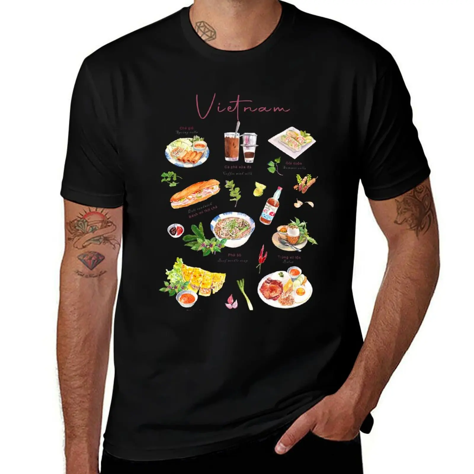 

Vietnamese assorted food T-Shirt t shirt man cotton t shirt for man man graphic t shirt T-shirt