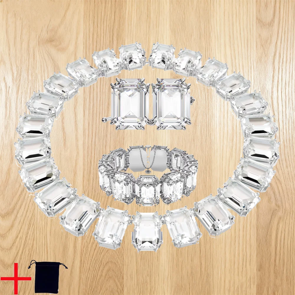 مجموعة الماس المربعة البيضاء الأنيقة - هدية عيد الميلاد المذهلة تتميز بتصميم قطع مختلط خبير
